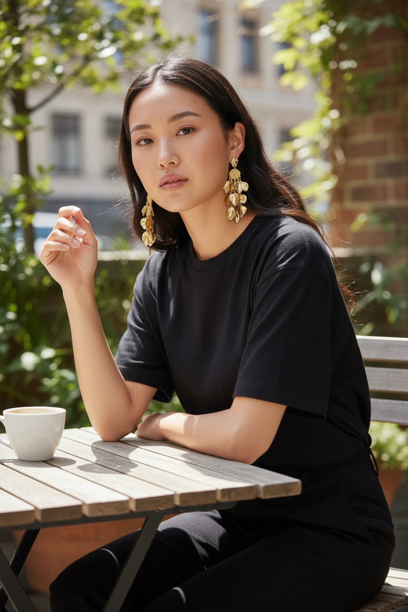 Gold waterfall drop earrings