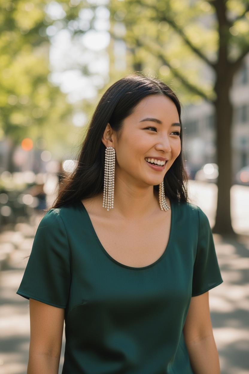 Pearl threads earrings