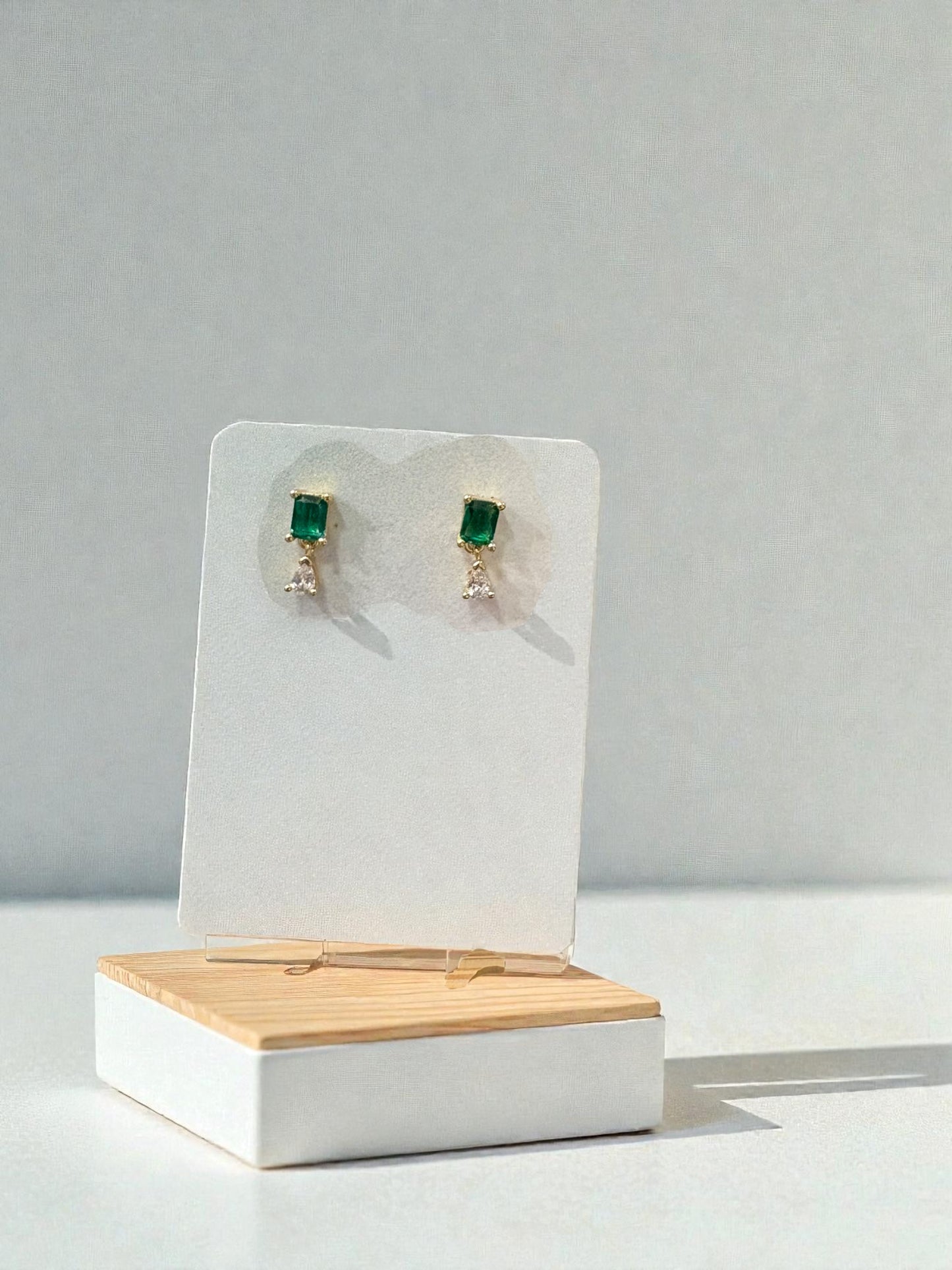 Green & crystal hoops