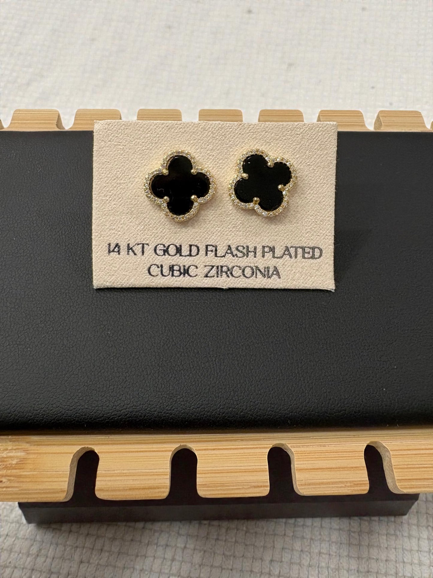 Golden black clover earrings