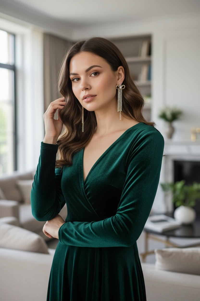 Long bow drop earrings