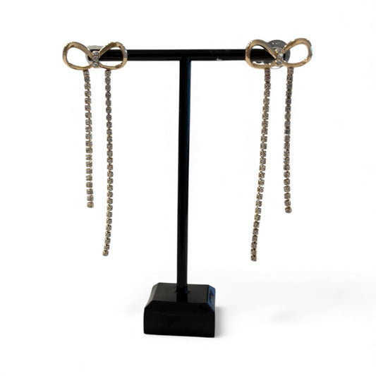 Long bow drop earrings