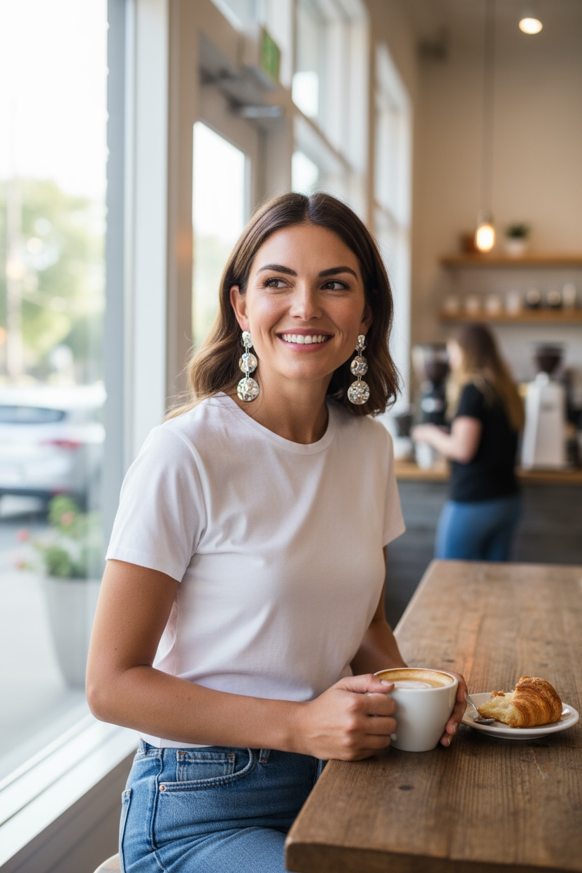 Triple charm drop earrings