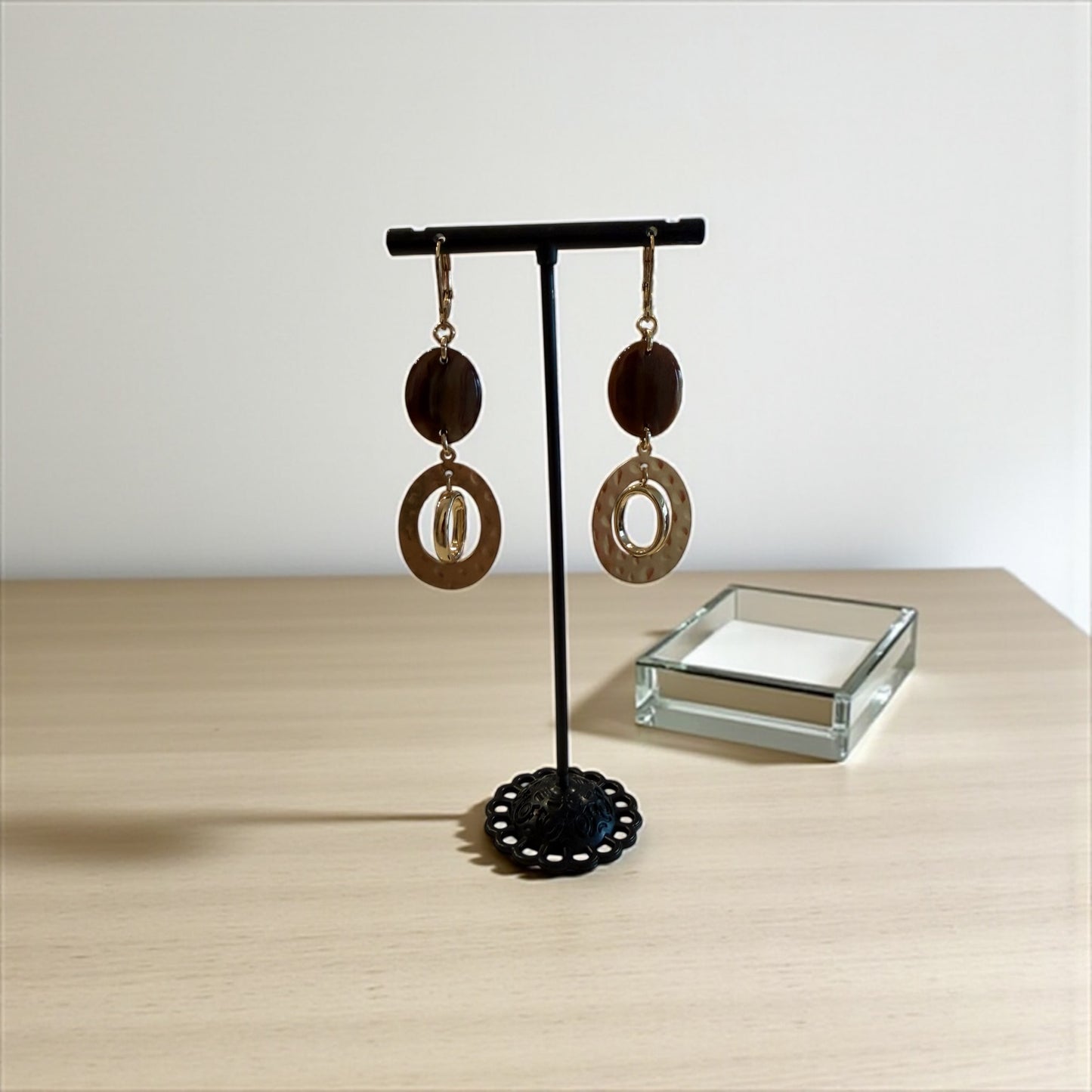 Gold coral drop earrings