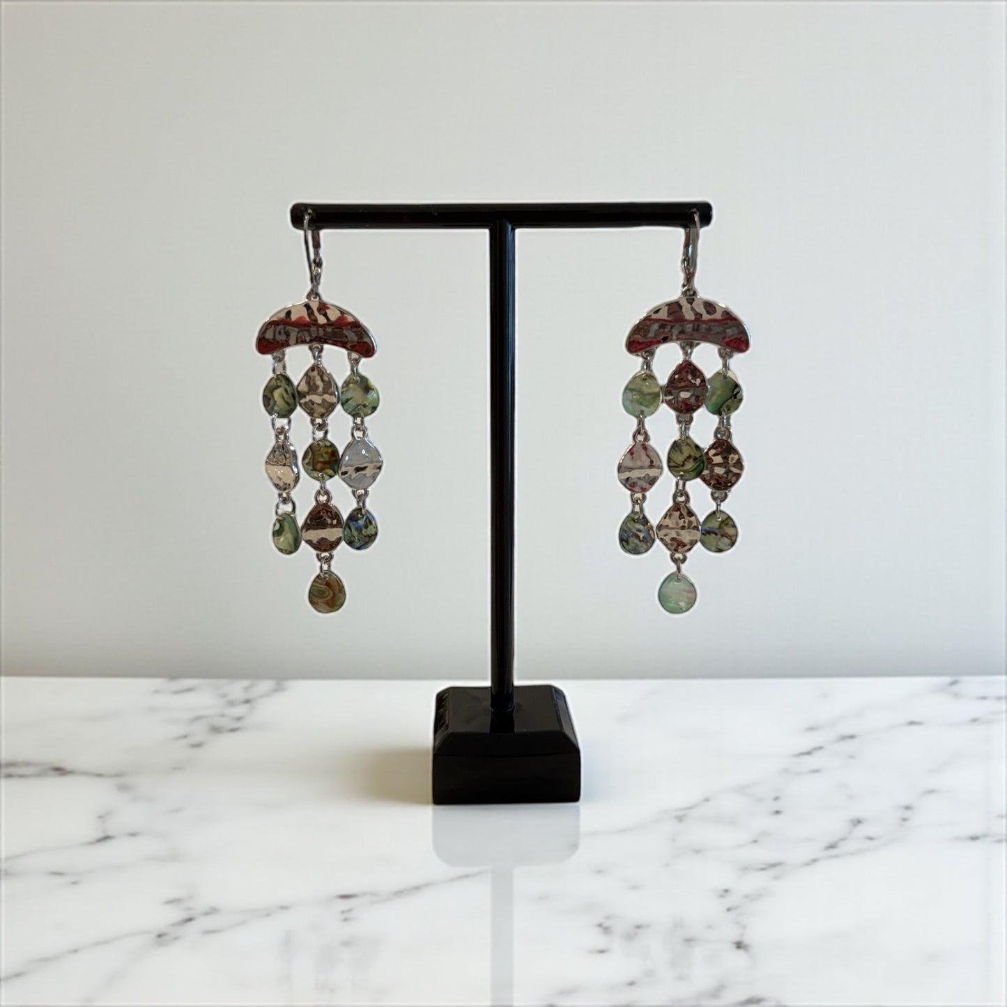 Green flash drop earrings