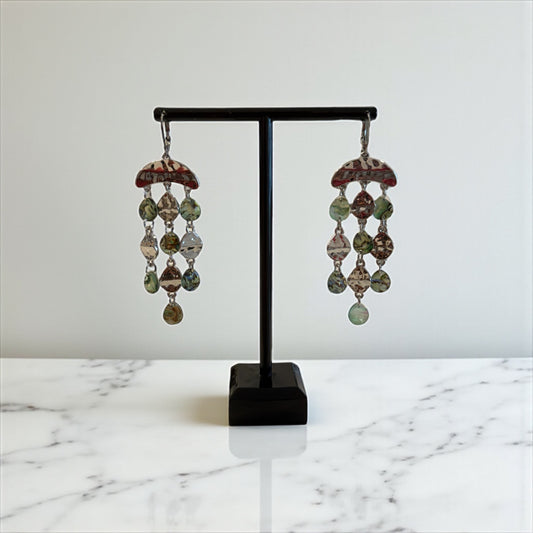 Green flash drop earrings