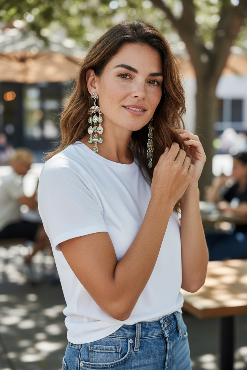 Green flash drop earrings