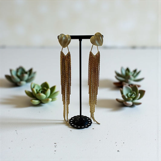 Gold heart drop earrings