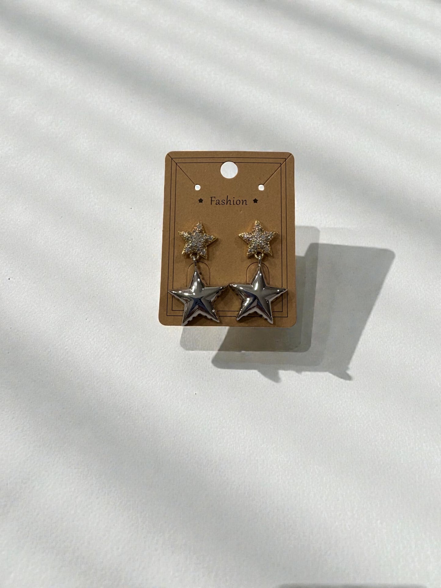 Golden & silver star duo earrings