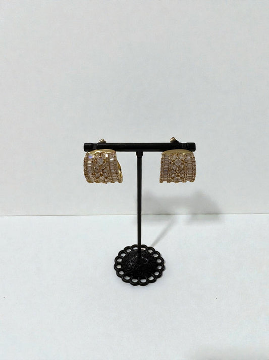 Golden swirl crystal earrings