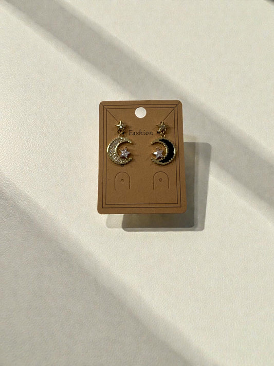 Contrast moon earrings