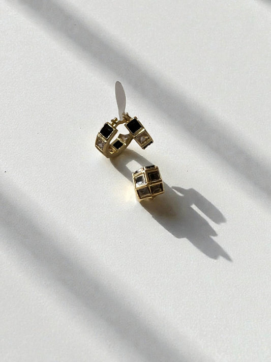 Luxe gold & black hoops