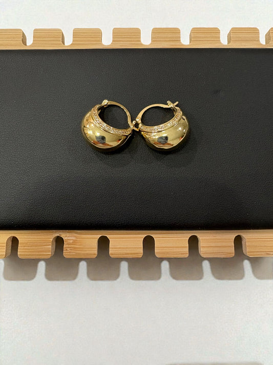 Zircon border earrings