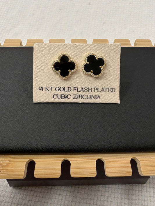 Golden black clover earrings