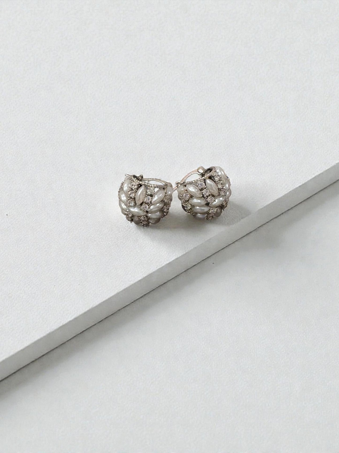 Silver pearl studs